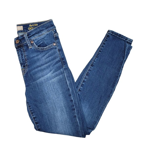 7 for all mankind the ankle skinny b(air) denim blue jeans high rise size 26 - Picture 3 of 8